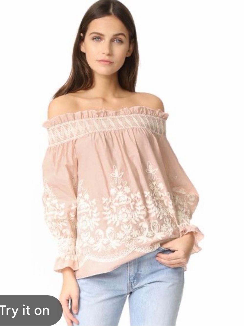 English Factory off-the-shoulder embroidered top size small